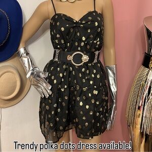 Forever 21 Black and Gold Polka Dot Mini Dress